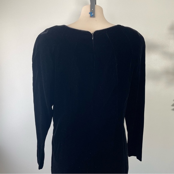 80s Vintage Chetta B Velvet Velour Dress Black Goth Witchy Gothic Wiccan - Picture 4 of 9